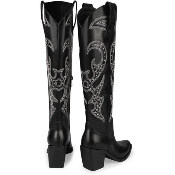 Cowboy Boots for Women Knee High, Cowgirl Boots Women - Zipper - Picture 5 of 6
